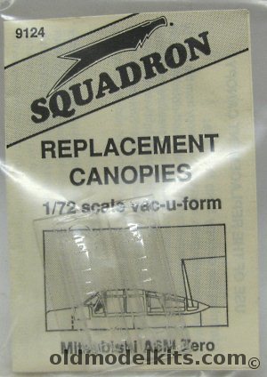 Squadron 1/72 (2) A6M Zero Replacement Canopies, 9124 plastic model kit